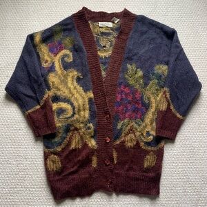 Vintage Mohair Cardigan Ellen Tracy 80s 90s Knit Beautiful Paisley Moody Cottage